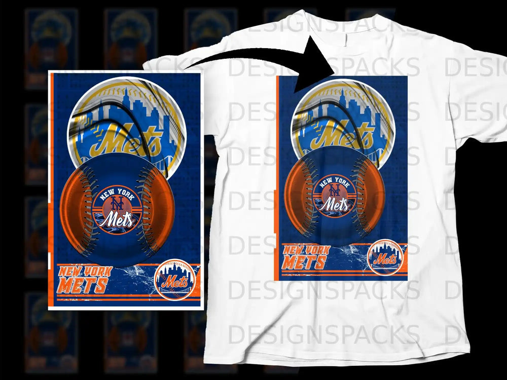 New York Mets Baseball Team Graphic T-shirt for Fans