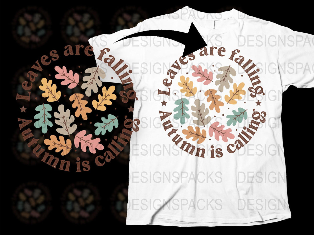 Autumn Leaves Graphic T-Shirt, Fall Season Casual Wear, Unisex Cotton Tee, Colorful Leaf Design