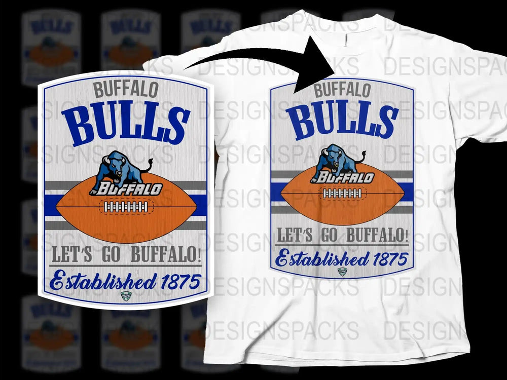Buffalo Bulls Sports Team T-Shirt, Retro Graphic Tee, Football Fan Apparel, Established 1875 Design