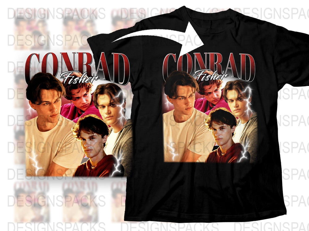 Vintage Conrad Fisher Graphic T-Shirt, Retro 90s Style, Movie Inspired, Casual Unisex Tee, Collector's Edition Black Shirt