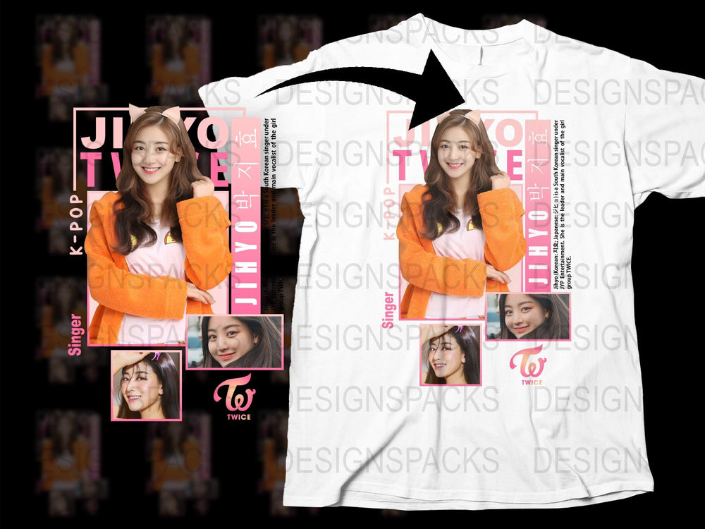 K-Pop TWICE Themed T-Shirt, Women's Fashion Top, Pink and White, Fan Merchandise, Concert Style Tee