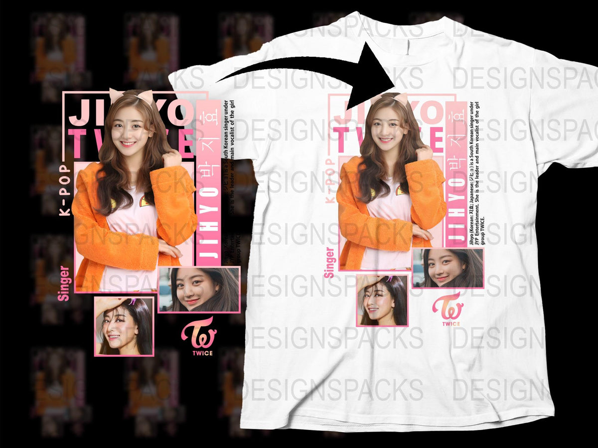 K-Pop TWICE Themed T-Shirt, Women's Fashion Top, Pink and White, Fan Merchandise, Concert Style Tee
