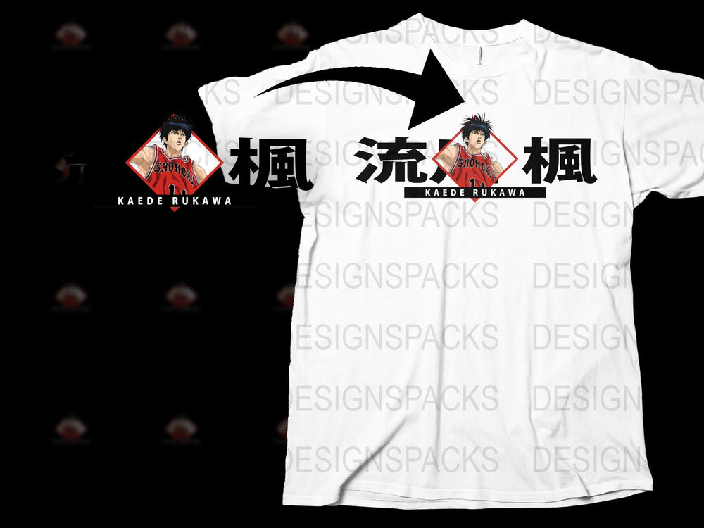 Anime Graphic T-Shirt, Kaede Rukawa White Tee, Slam Dunk Inspired Merch, Unisex Manga Shirt