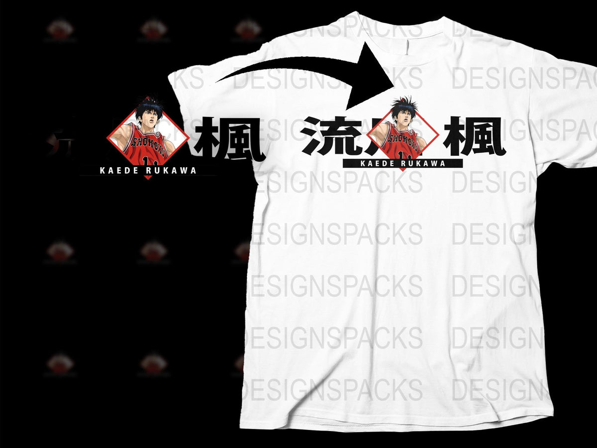 Anime Graphic T-Shirt, Kaede Rukawa White Tee, Slam Dunk Inspired Merch, Unisex Manga Shirt