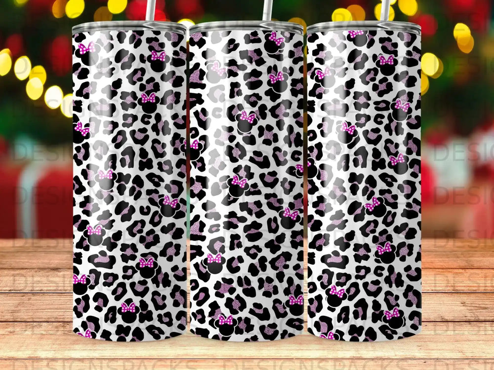 Pink Bow Minnie Head Leopard Print Glitter Tumbler product type
