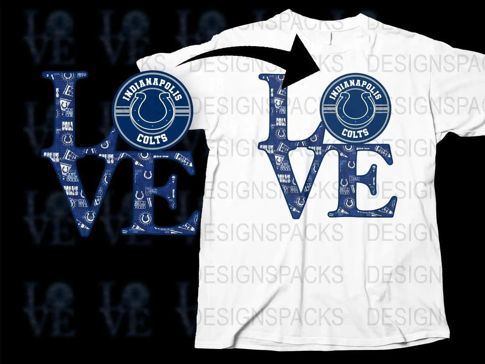Indianapolis Colts Love Graphic T-Shirt, NFL Team Spirit Sports Tee, Unisex Fashion Top