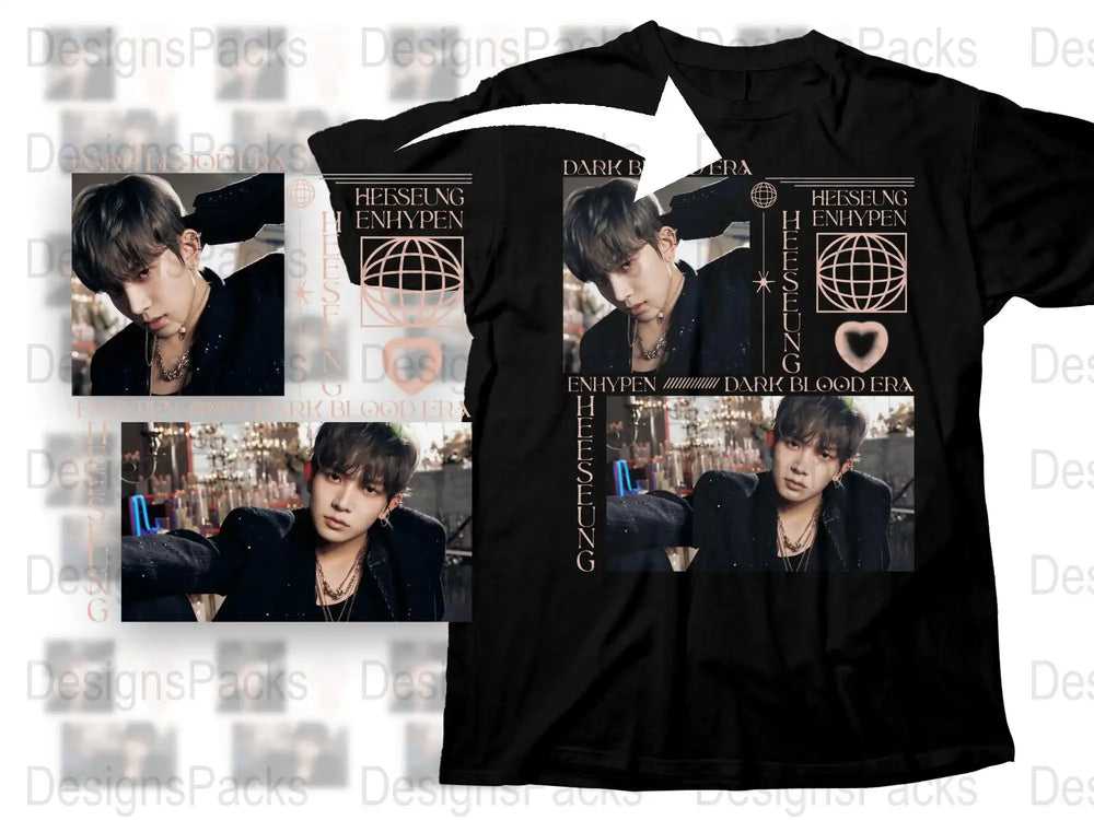 ENHYPEN Dark Blood Era T-Shirt, K-Pop Idol Fashion, Trendy Band Merch, Stylish Youth Casual Wear, Collector's Item