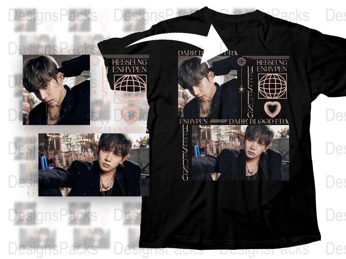 ENHYPEN Dark Blood Era T-Shirt, K-Pop Idol Fashion, Trendy Band Merch, Stylish Youth Casual Wear, Collector's Item