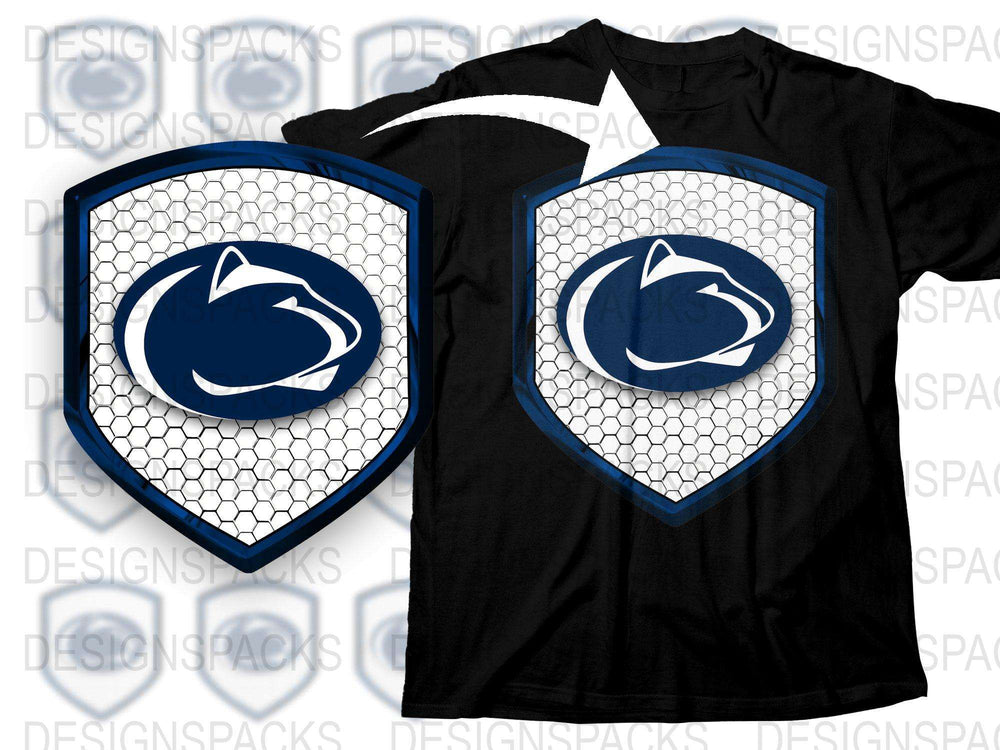 Penn State Nittany Lions Inspired T-Shirt, Blue and White Logo, College Sports Fan Apparel, Men's Casual Wear
