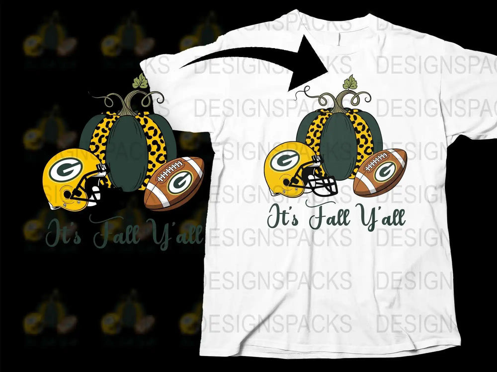 Green Bay Football T-Shirt, Fall Y'all Quote, Autumn Sports Tee, Casual Fan Apparel, Unisex Adult Clothing