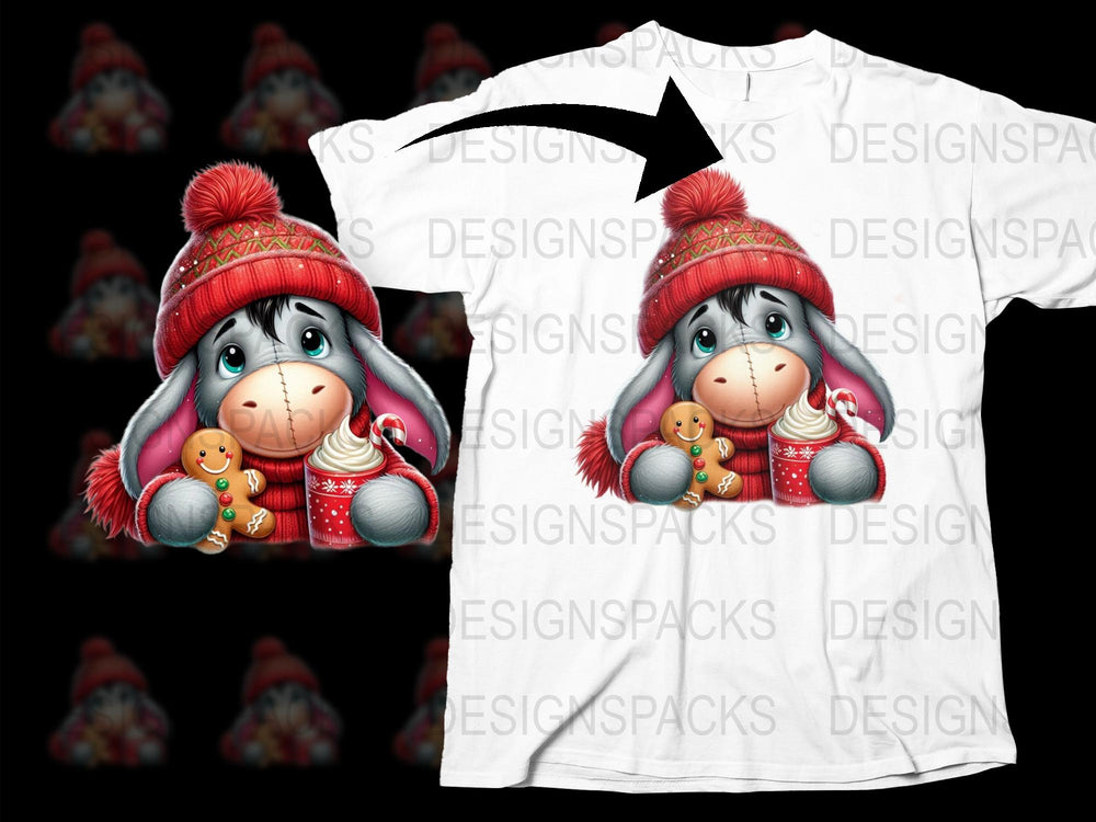 Cute Winter Rabbit T-Shirt, Cozy Bunny with Hat Graphic Tee, Kids and Adults Casual Wear