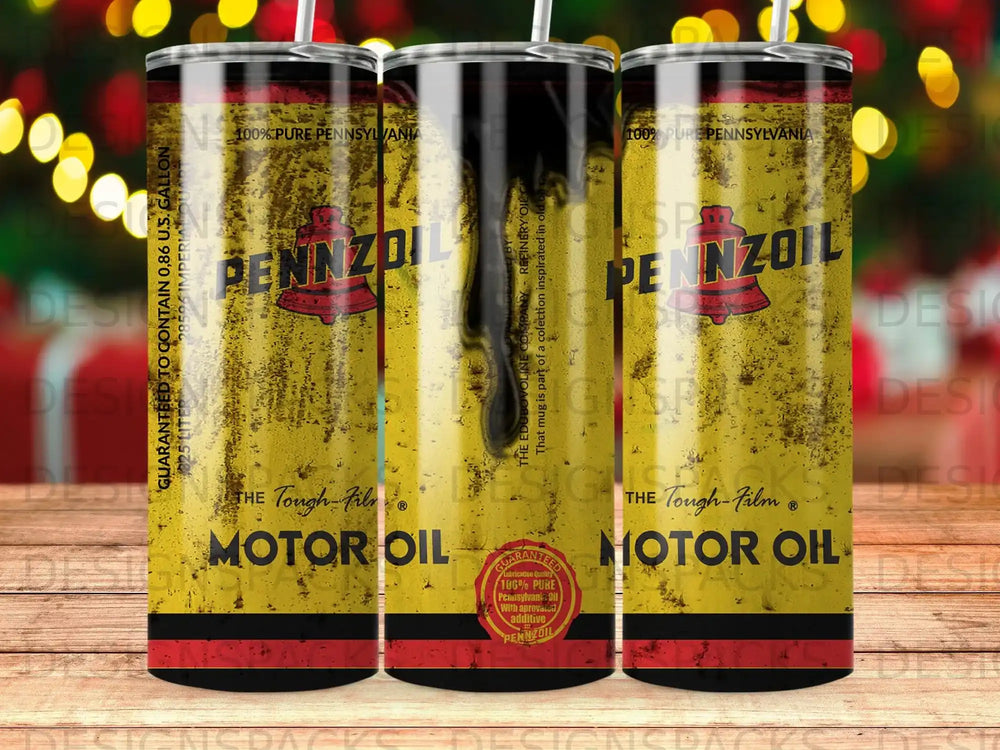 Pennzoil Motor Oil tumbler with 100% Pure Pennsylvania Oil text.