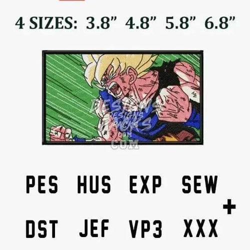 Goku SSJ Anime Embroidery Design