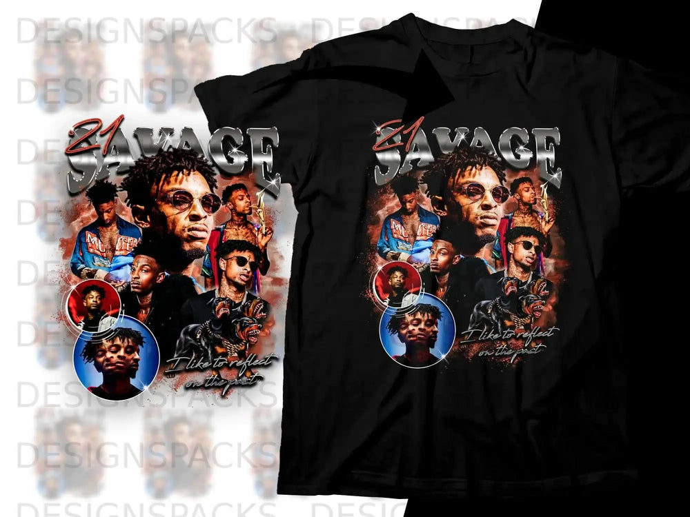 21 Savage graphic t-shirt with collage of the artist and text.