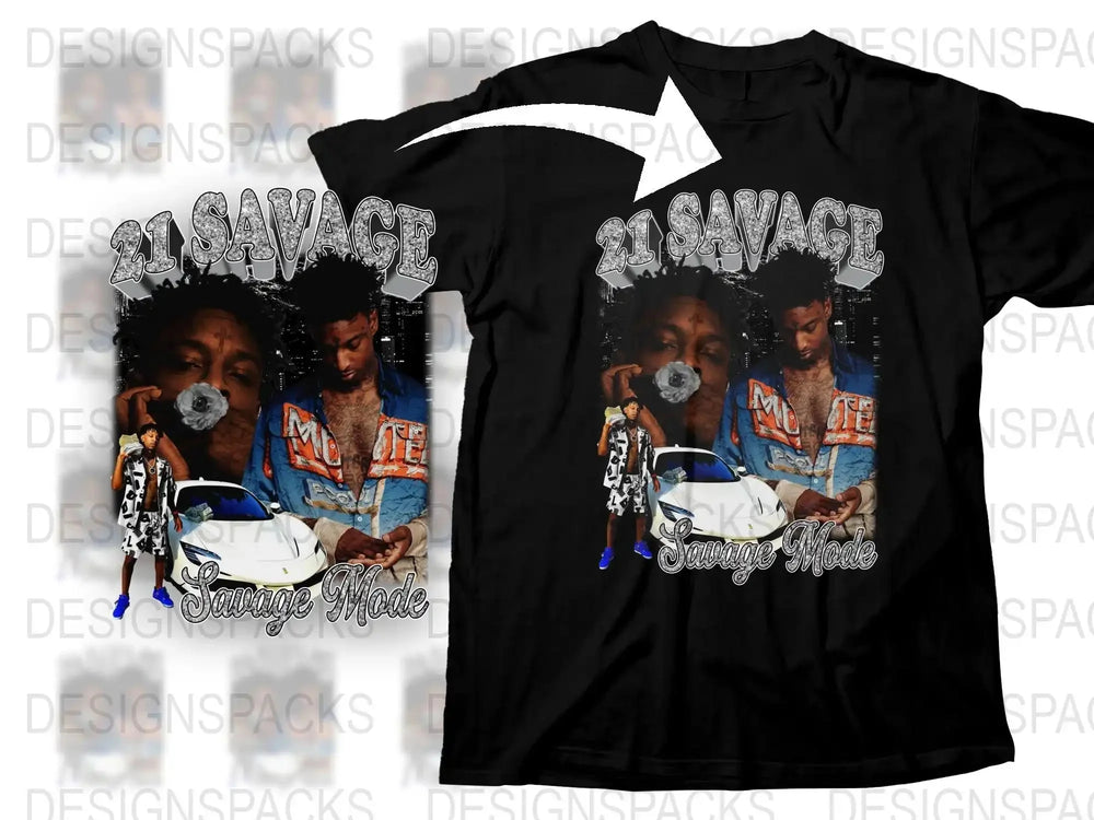 Savage Mode Black T-Shirt, Vintage Hip Hop Graphic Tee, Urban Streetwear, Retro Music Fan Merchandise