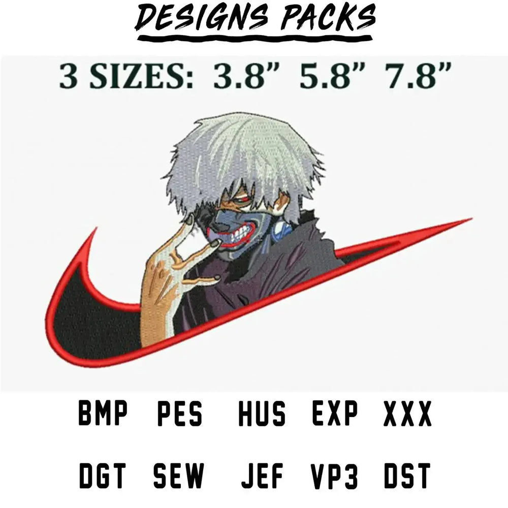 Ken Kaneki Anime Sport Embroidery Design