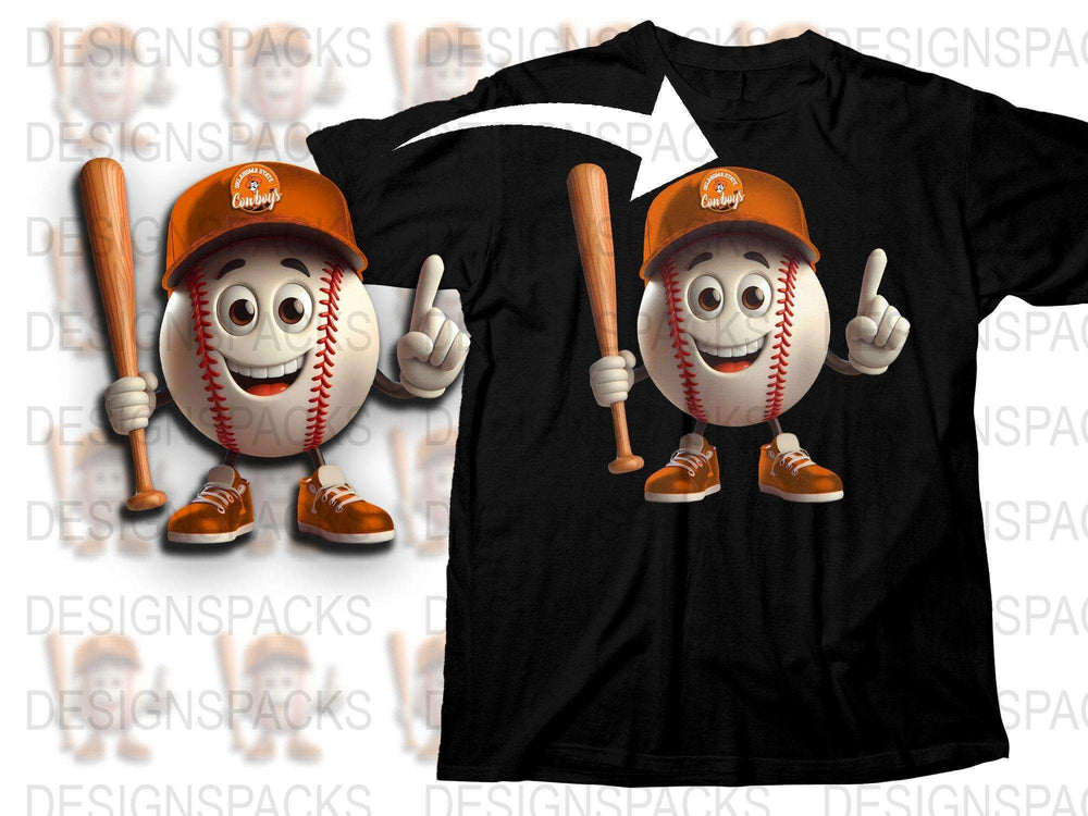 Funny Baseball Cartoon Character T-Shirt, Sports Fan Graphic Tee, Casual Unisex Apparel