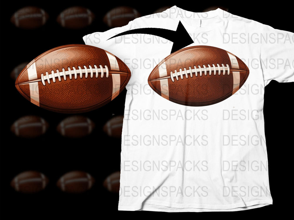 American Football T-Shirt, Realistic Ball Print, Casual Sports Tee, Unisex Apparel, Gift for Sports Fans
