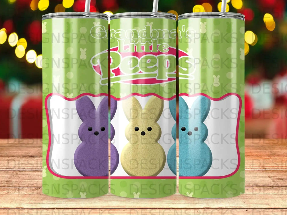 "Little Peeps" text above three colorful bunny characters.