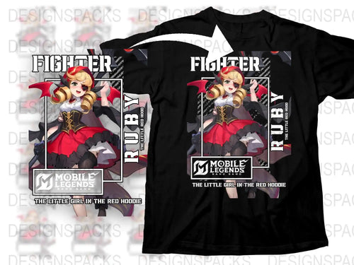 Mobile Legends Ruby Fighter T-Shirt, Anime Game Character Tee, Red Hoodie Design Shirt