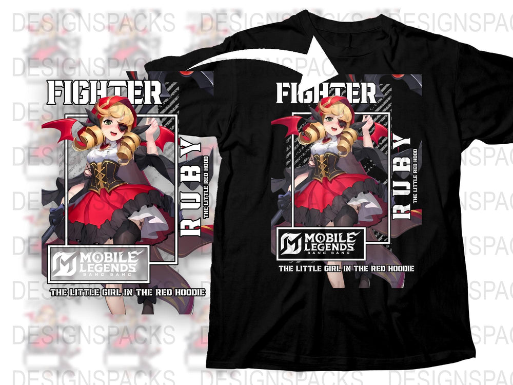 Mobile Legends Ruby Fighter T-Shirt, Anime Game Character Tee, Red Hoodie Design Shirt