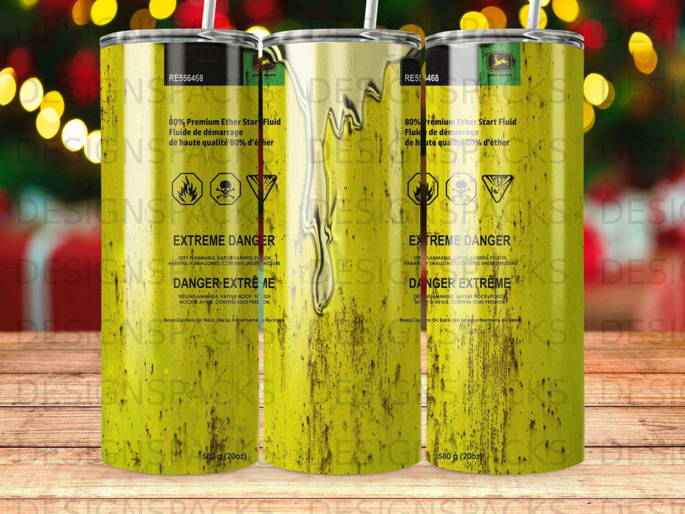 John Deere RE556468 80% premium ether start fluid can with warning labels.