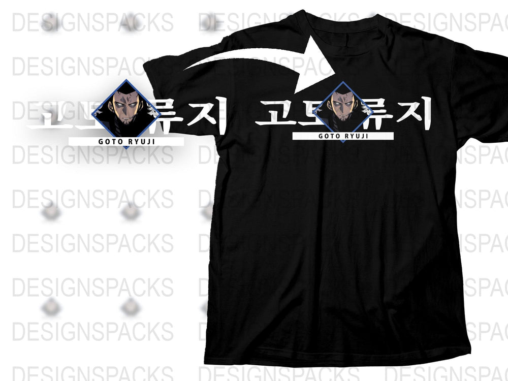 Anime Graphic T-Shirt, Black Cotton Tee with Cool Character Design, Unisex Manga Shirt