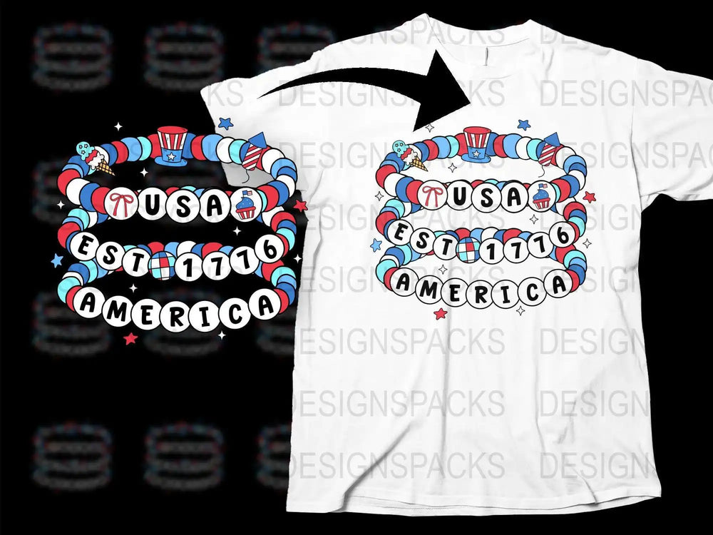 USA Est 1776 America Patriotic T-Shirt, Independence Day Graphic Tee, Unisex White T-Shirt Design