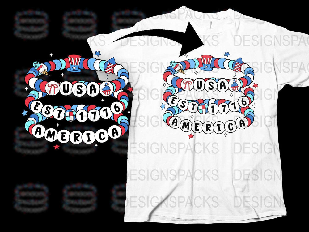 USA Est 1776 America Patriotic T-Shirt, Independence Day Graphic Tee, Unisex White T-Shirt Design