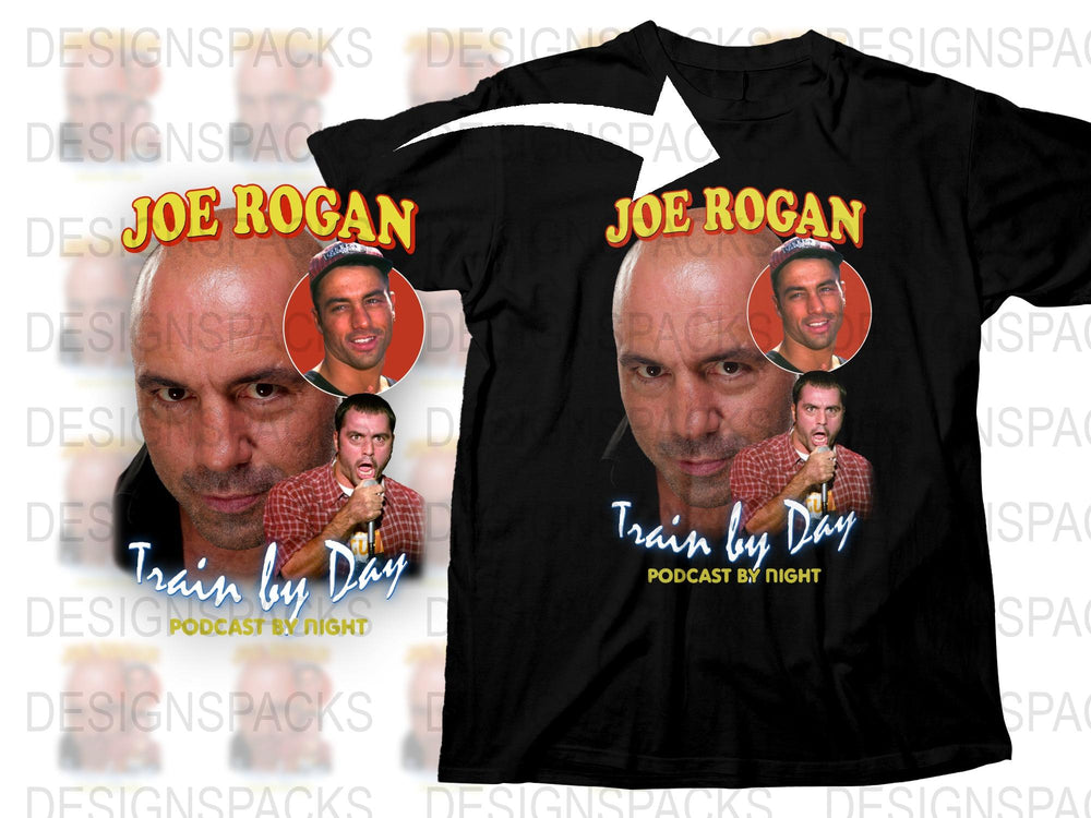 Joe Rogan Podcast T-Shirt, Train by Day Podcast by Night, Unisex Black Tee