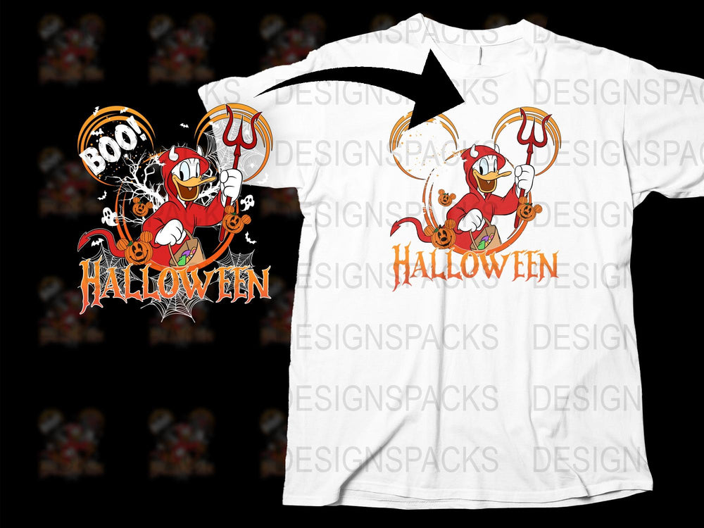Halloween T-Shirt with Cartoon Ghosts and Pumpkins, Fun Spooky Holiday Apparel for All Ages