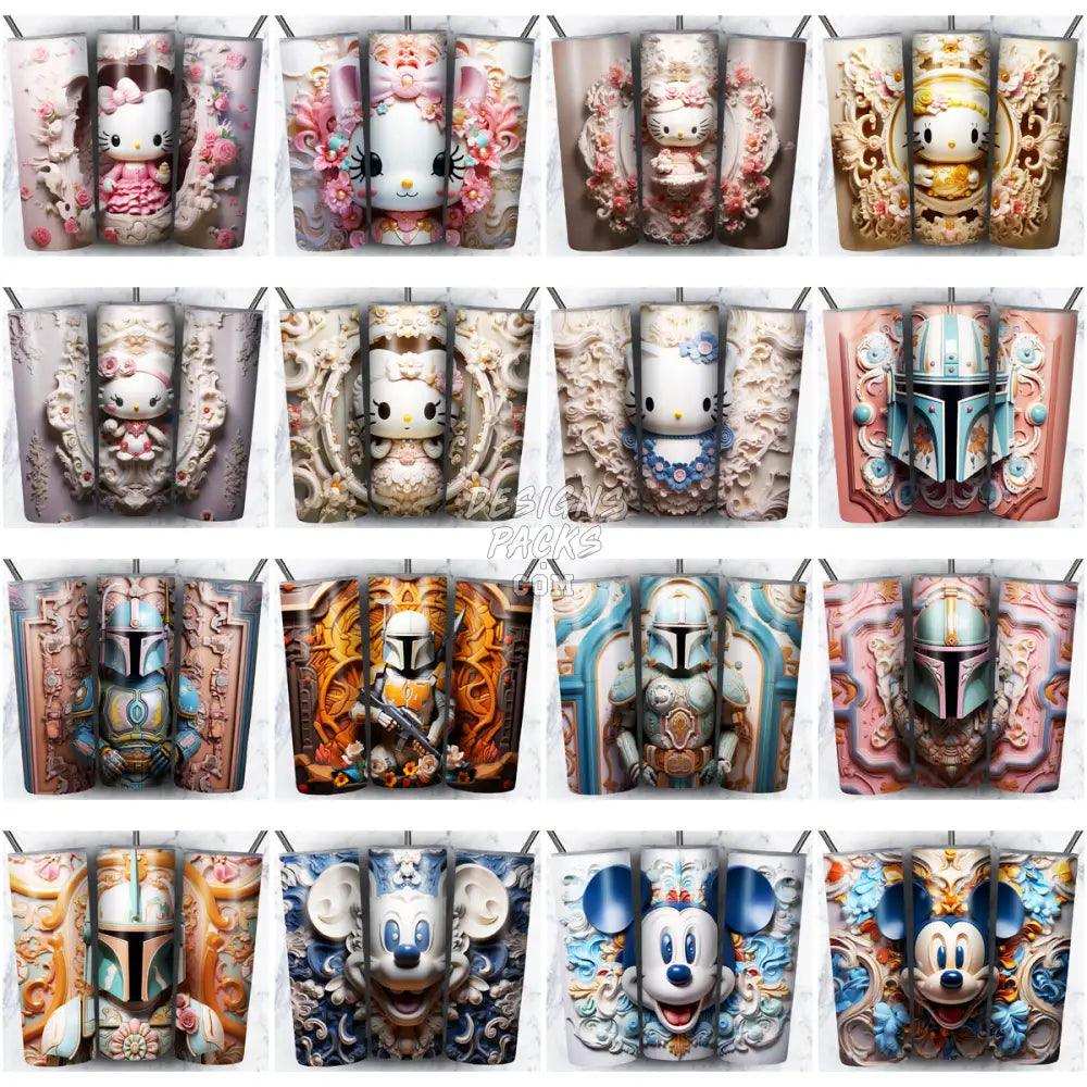 215 Porcelain Mix Cartoon Tumbler Wrap Bundle Jpg