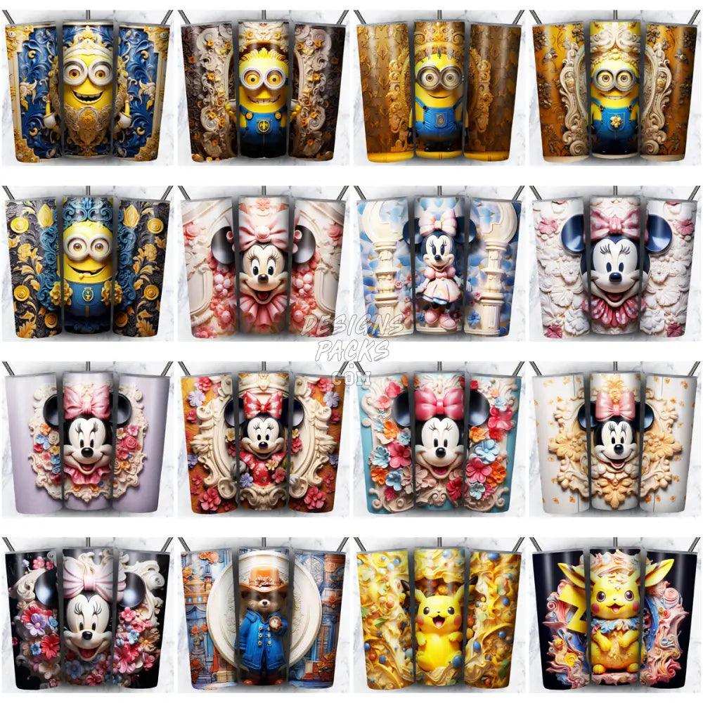 215 Porcelain Mix Cartoon Tumbler Wrap Bundle Jpg