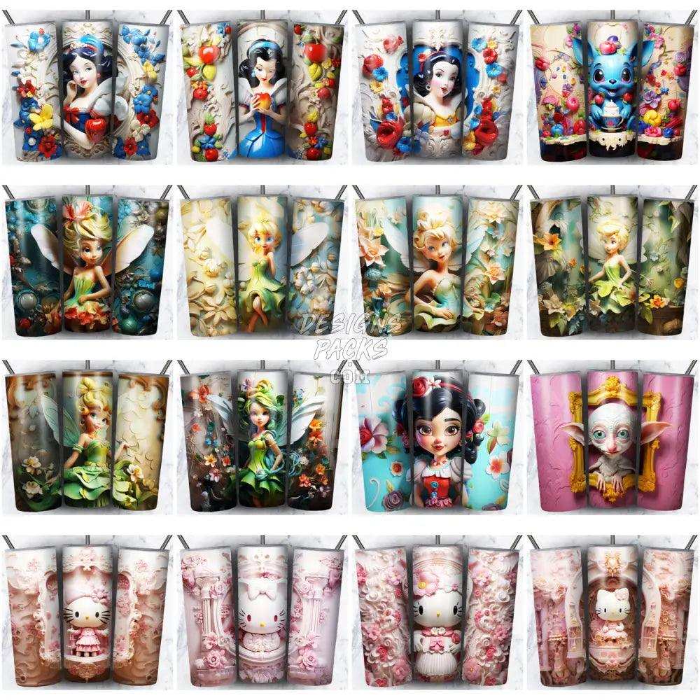 215 Porcelain Mix Cartoon Tumbler Wrap Bundle Jpg
