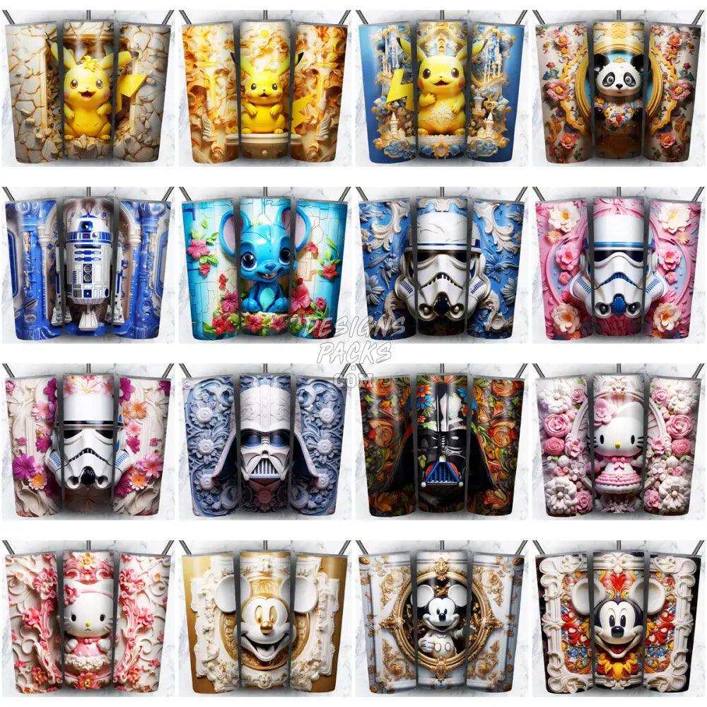 215 Porcelain Mix Cartoon Tumbler Wrap Bundle Jpg