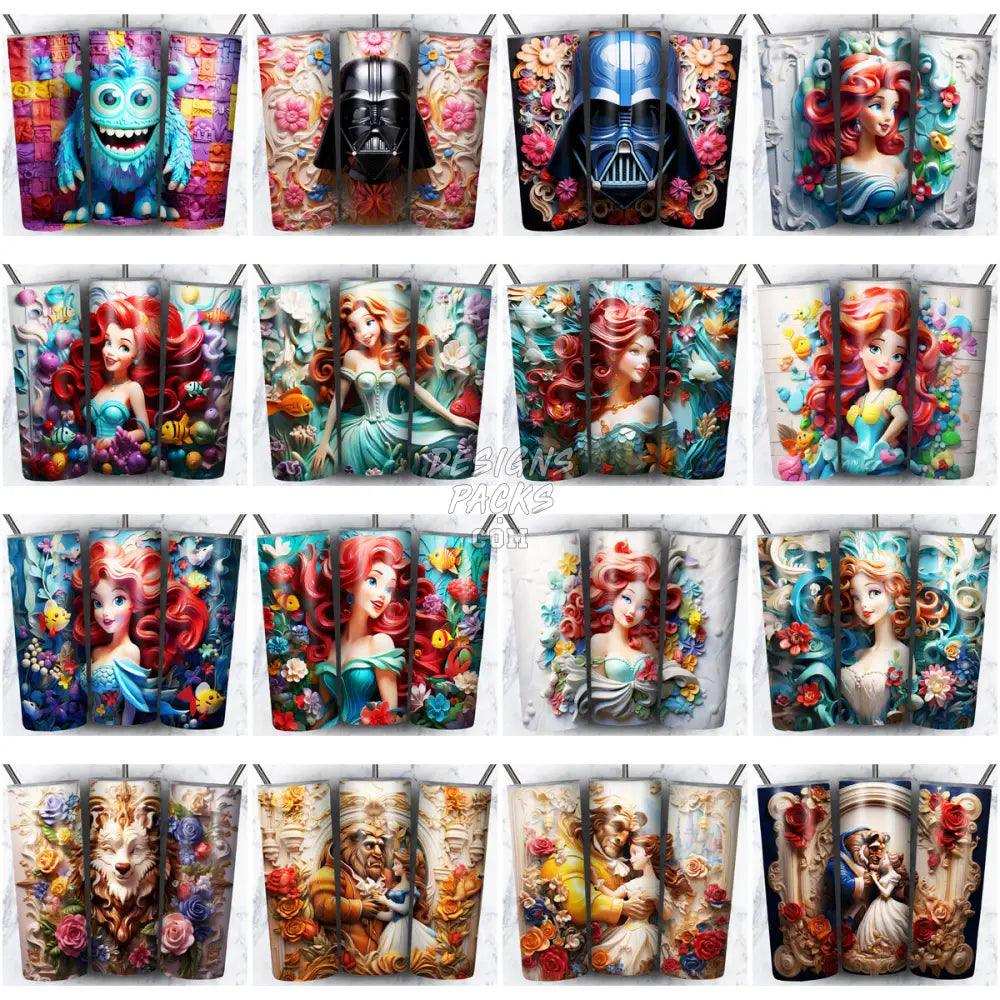 215 Porcelain Mix Cartoon Tumbler Wrap Bundle Jpg