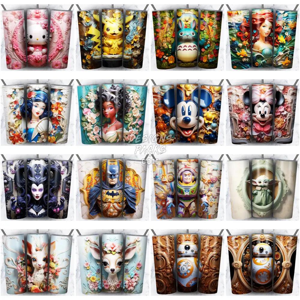 215 Porcelain Mix Cartoon Tumbler Wrap Bundle Jpg