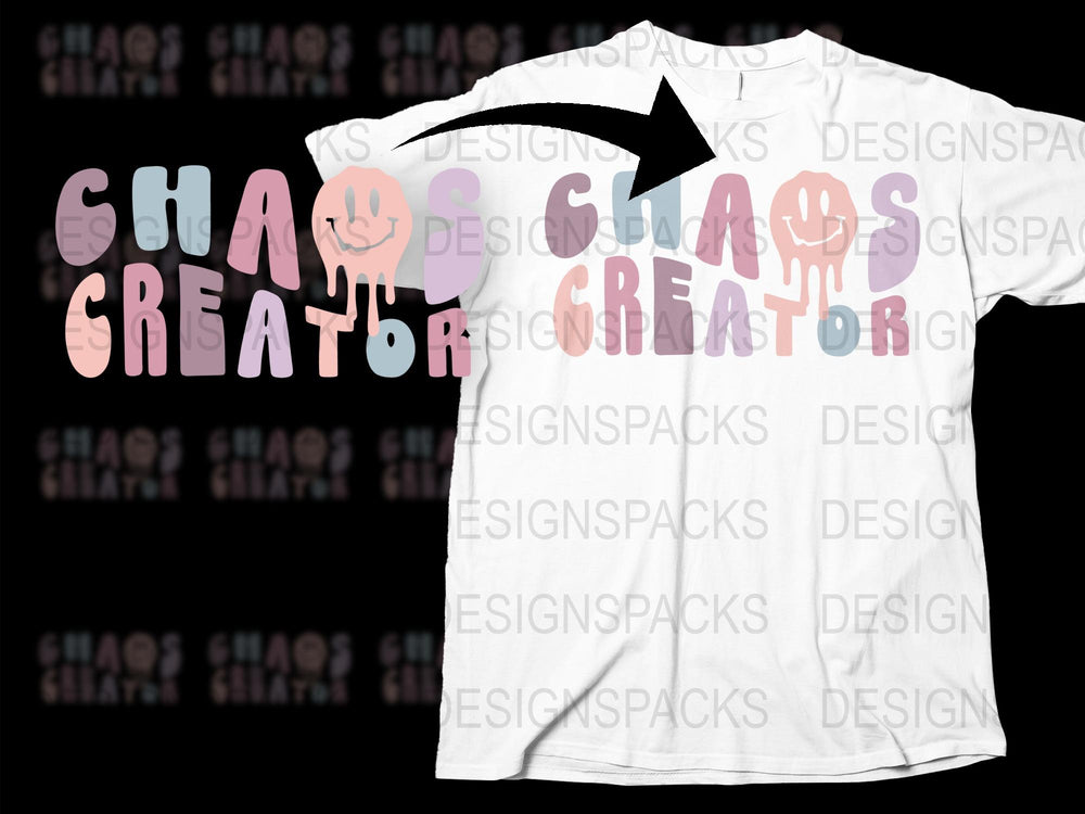 Chaos Creator T-Shirt, Colorful Text Graphic Tee, Trendy Statement Shirt, Unisex Fashion Top