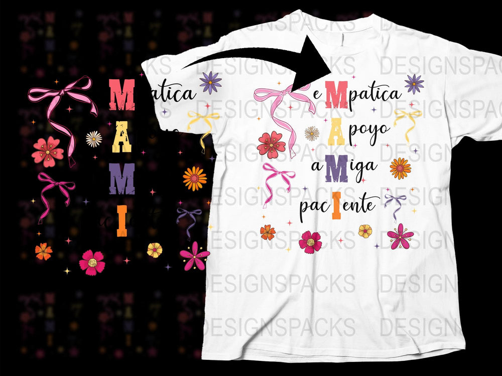 Amiga Shirt, Spanish Best Friend T-Shirt, Colorful Floral Letters, Casual Women's Tee, Gift for Her, Multicolor Friendship Top