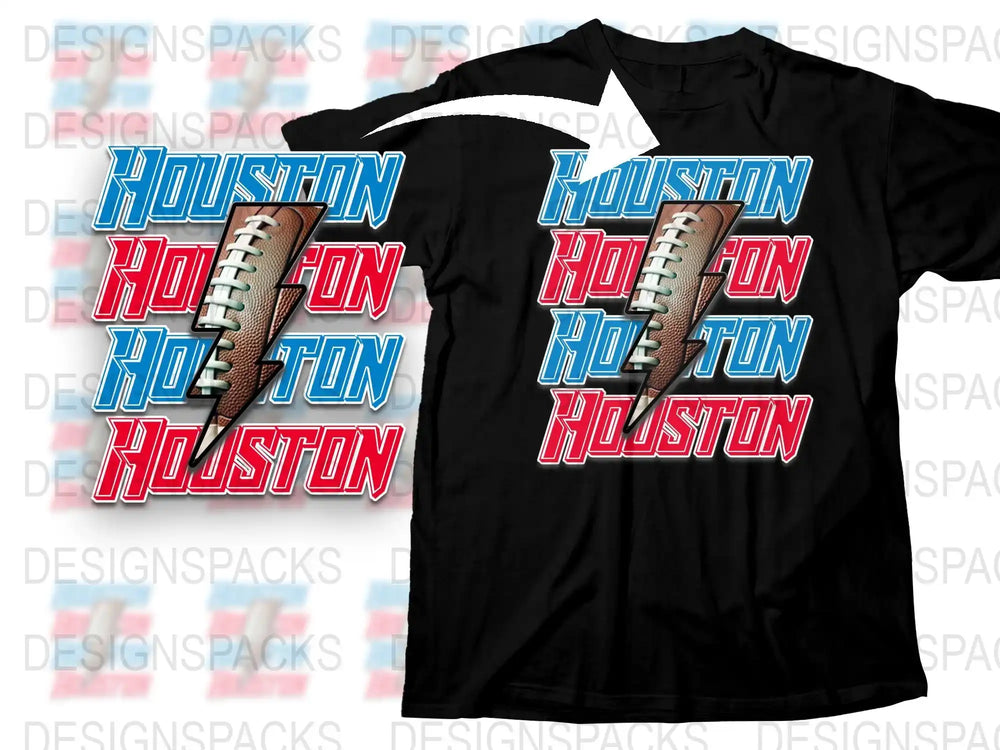 Houston Football T-Shirt, Retro Graphic Tee, Sports Fan Apparel, Casual Streetwear, Unisex Black Top
