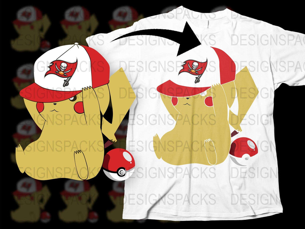 Cute Pikachu Pokemon T-Shirt with Hat Design, Anime Cartoon Graphic Tee, Unisex Adult Clothing