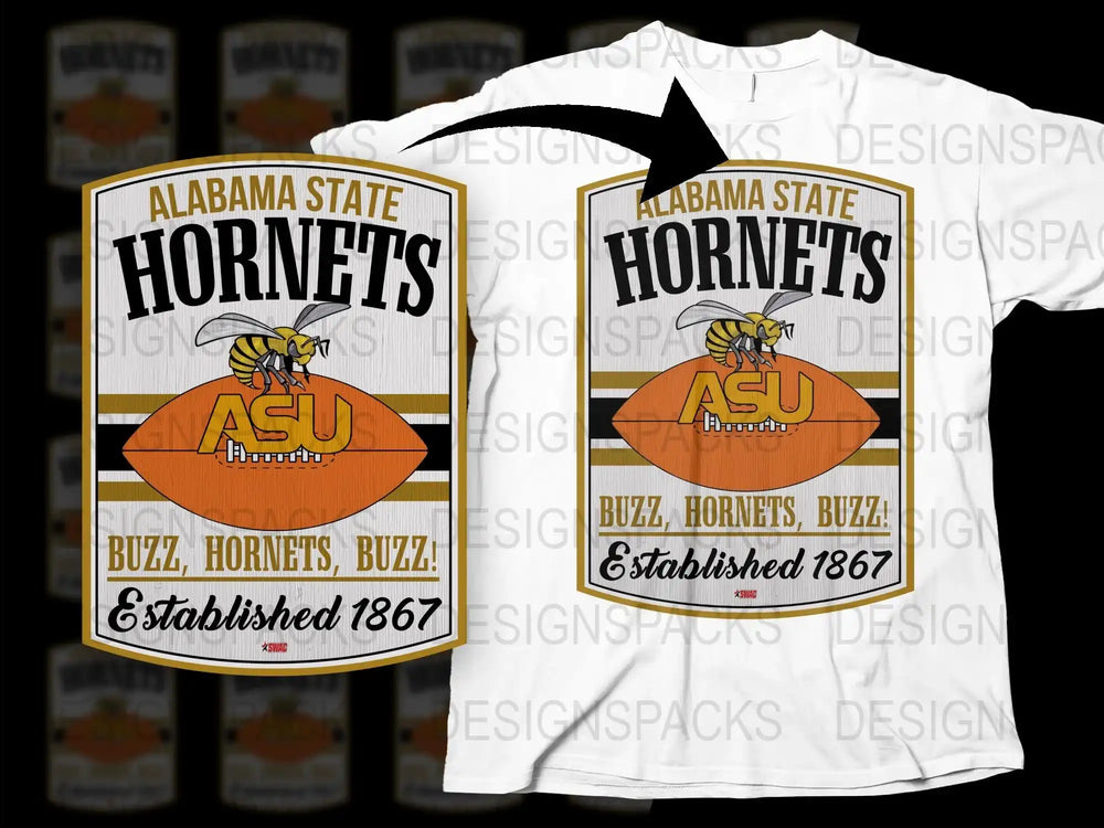 Alabama State Hornets T-Shirt, ASU Buzz Hornets Buzz, Vintage Style Tee, Established 1867 Graphic