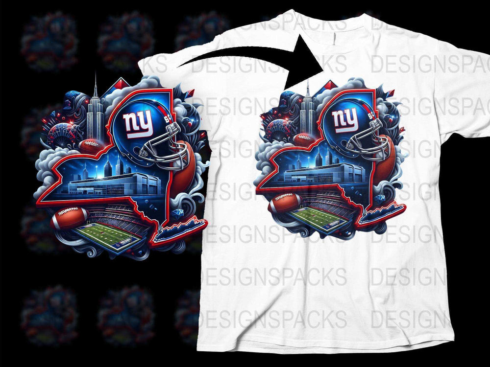 New York Giants Stadium Graphic T-Shirt, Football Fan Apparel, 3D Sports Tee Design, Casual Wear