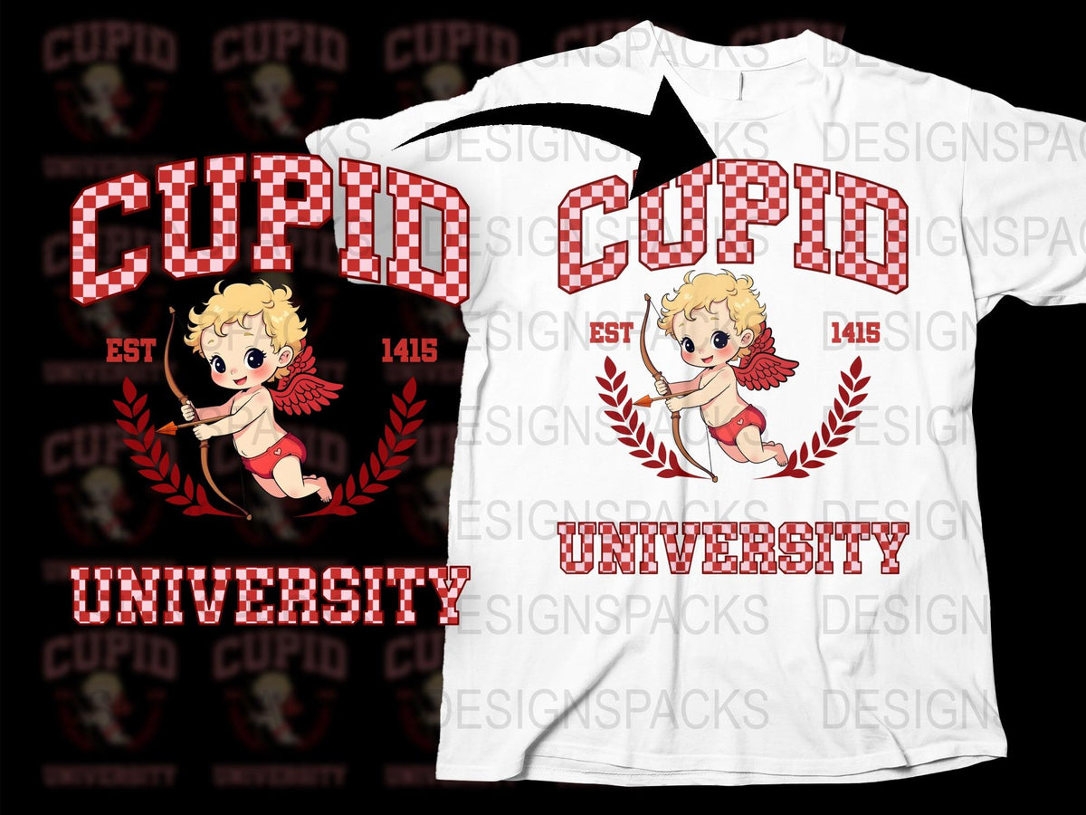 Cupid University T-Shirt, Vintage Graphic Tee, Valentine's Day Gift, Retro Style Shirt