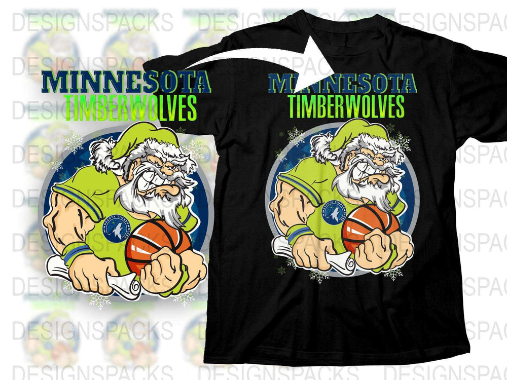 Minnesota Timberwolves Christmas T-Shirt, Santa Slam Dunk Graphic Tee, Festive Holiday Apparel, Basketball Fan Gift