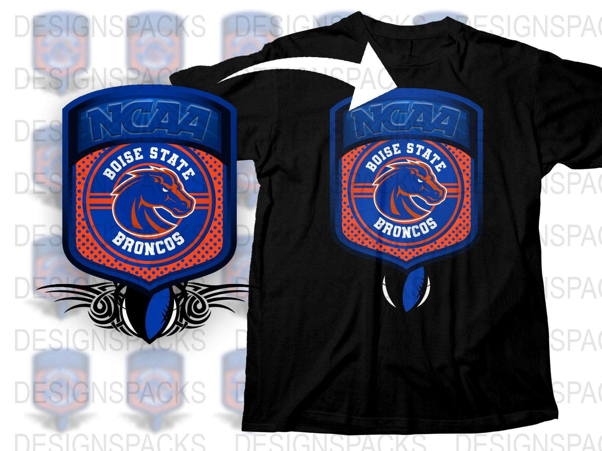 Boise State Broncos NCAA T-Shirt and Matching Car Flag Set, College Sports Fan Gear