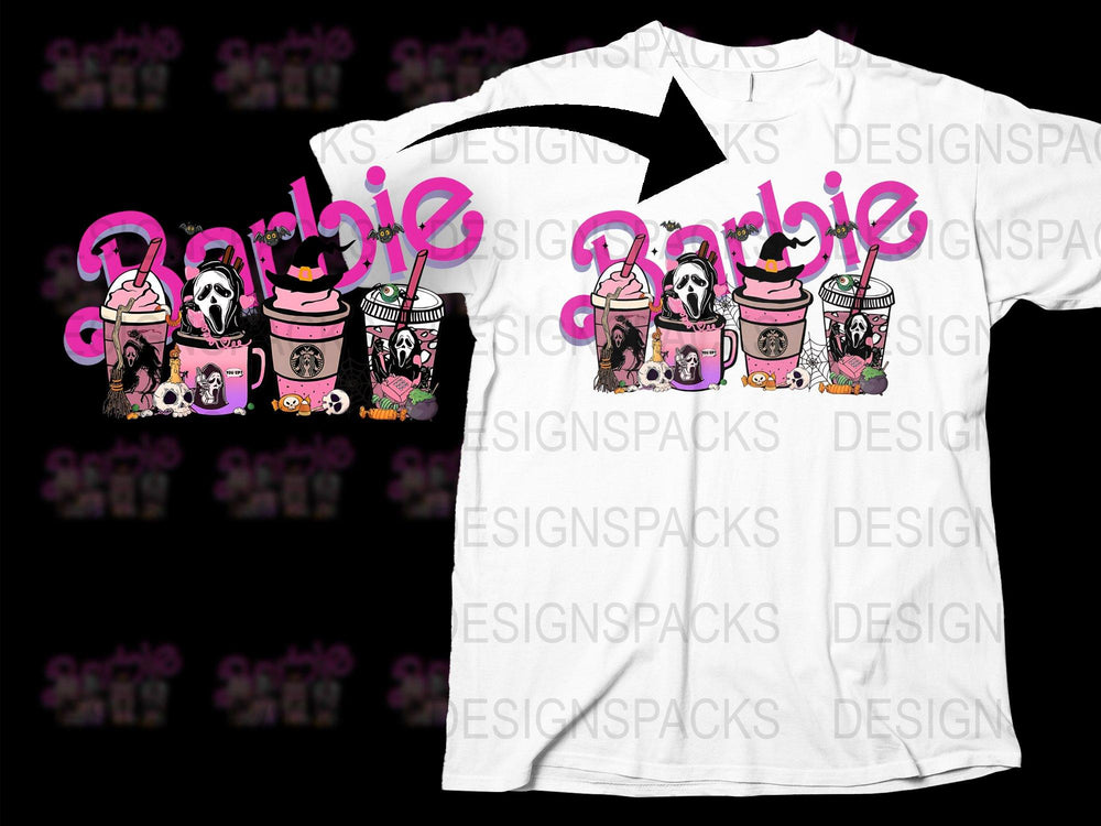 Barbie Inspired Skull Graphic T-Shirt, Pink Gothic Punk Style, Women's Fashion Tee, Unique Casual Streetwear