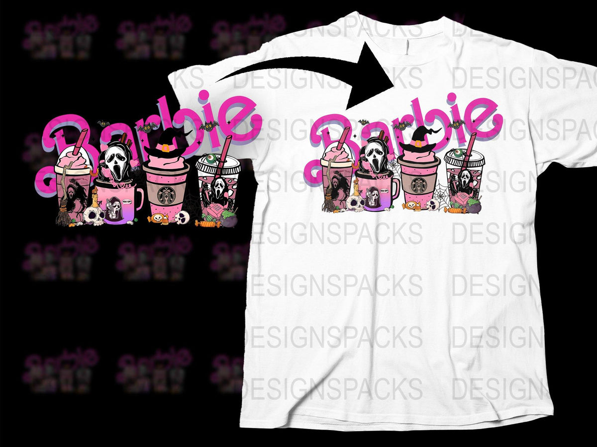 Barbie Inspired Skull Graphic T-Shirt, Pink Gothic Punk Style, Women's Fashion Tee, Unique Casual Streetwear