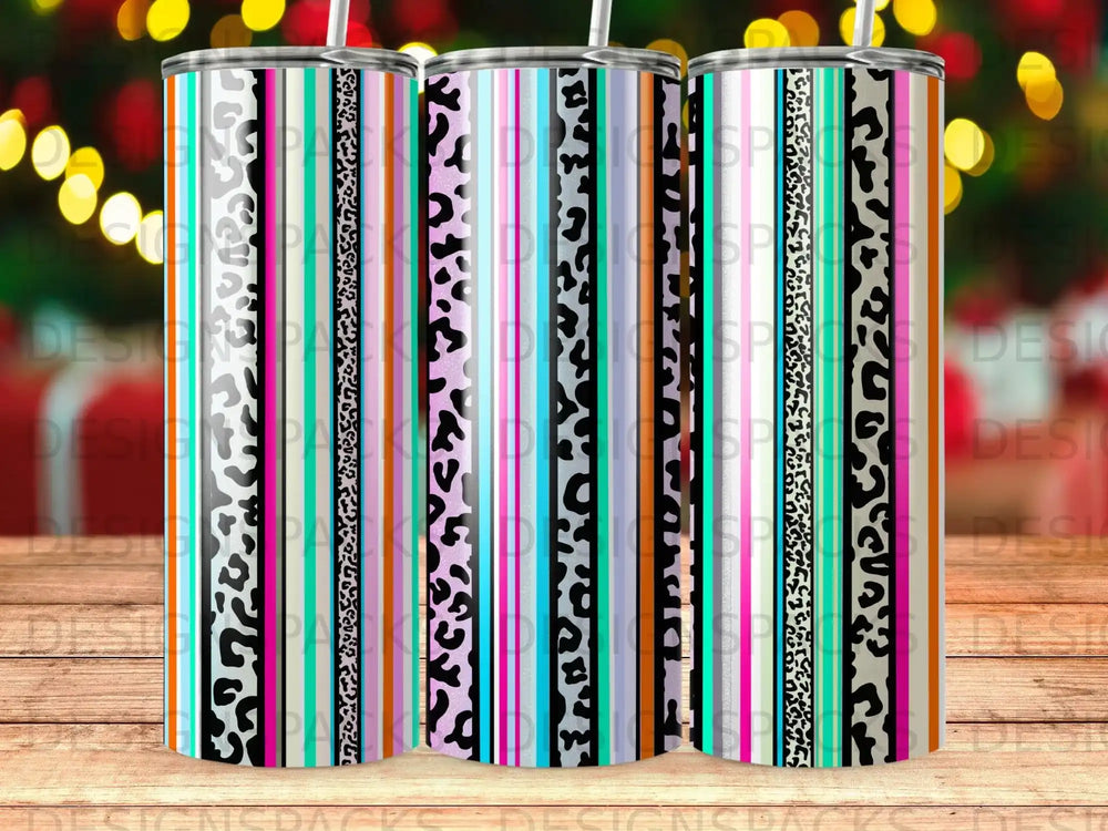 Multicolor Striped Leopard Print Design Tumbler product type