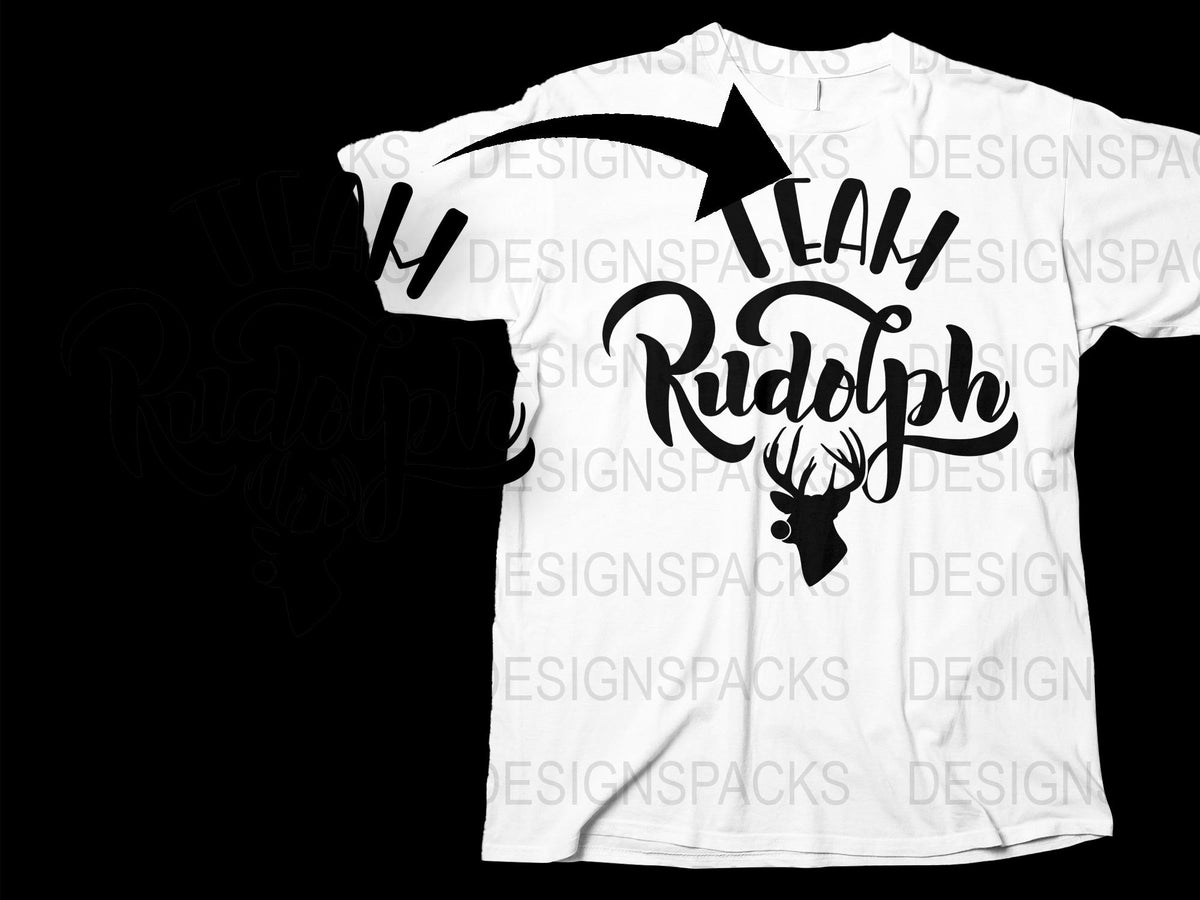 Team Rudolph Christmas T-Shirt, Funny Reindeer Graphic Tee, Holiday Casual Apparel, White Unisex Top for Festive Season